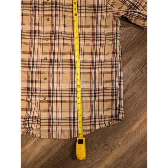 Vintage Eddie Bauer Plaid Button-Down Shirt Size L Brown Tan - Picture 6 of 6